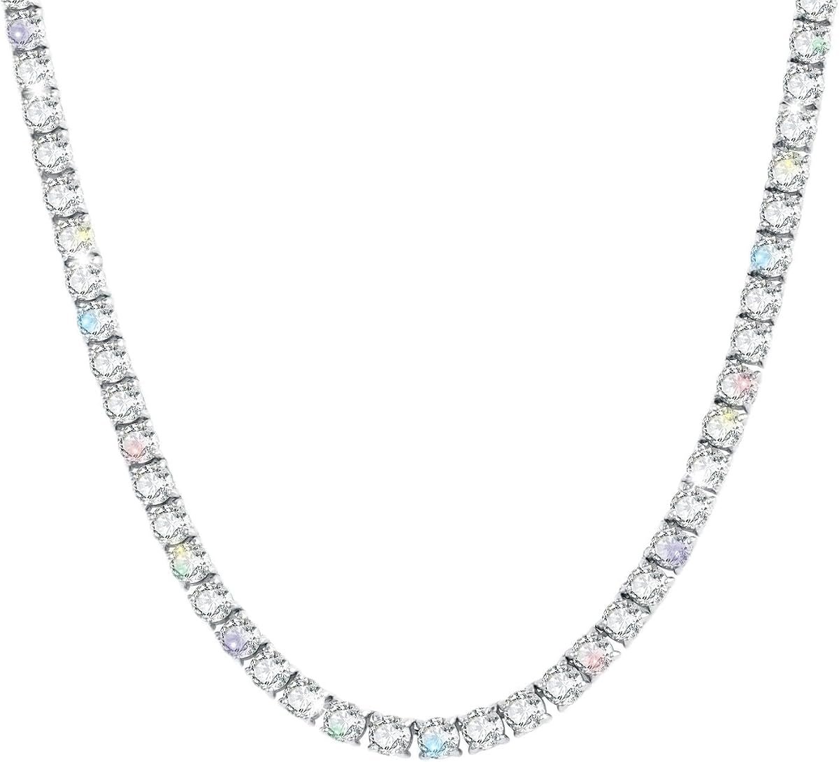 15 inch moissanite tennis necklace choker in gold plated silver