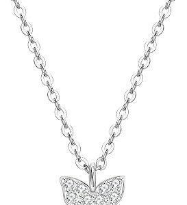 Dainty moissanite butterfly pendant necklace in sterling silver