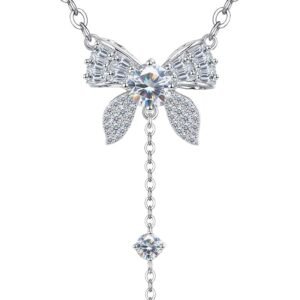 Moissanite butterfly necklace pendant in sterling silver