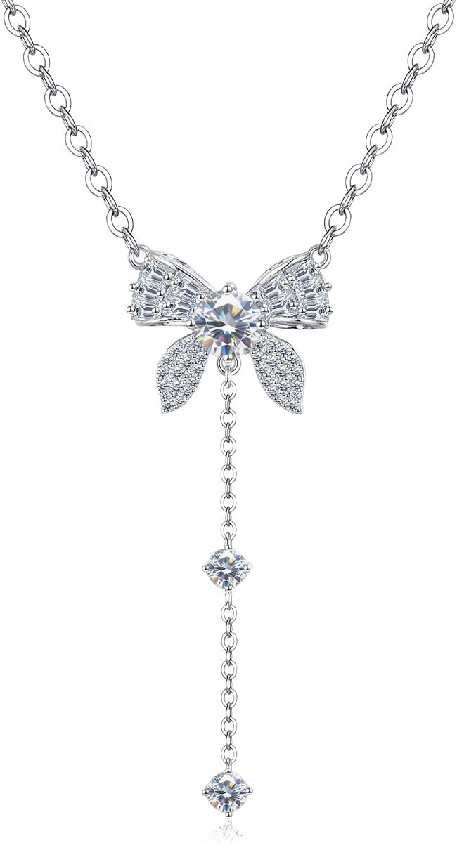 Moissanite butterfly necklace pendant in sterling silver