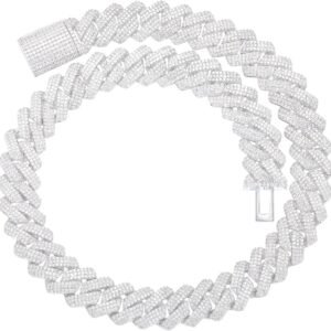 Moissanite Cuban link chain for men in 18K gold plated silver