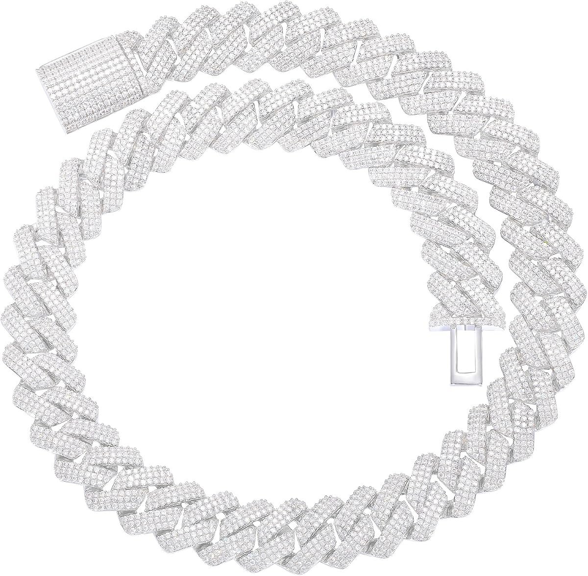 Moissanite Cuban link chain for men in 18K gold plated silver