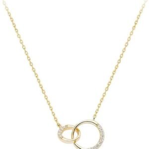 Moissanite intertwined circle necklace in 14K gold