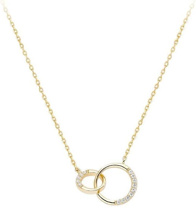 Moissanite intertwined circle necklace in 14K gold