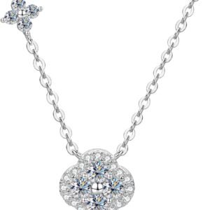 Moissanite four leaf clover necklace in 14K gold plated silver