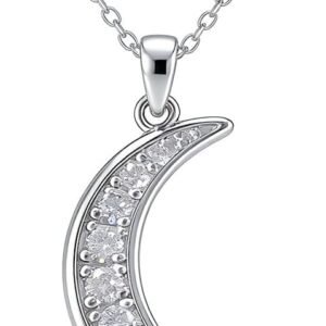 Moissanite crescent moon necklace in sterling silver