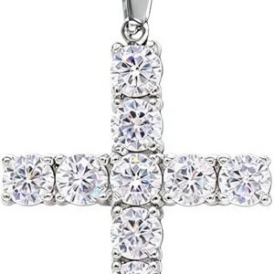 Stainless steel moissanite cross pendant necklace