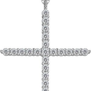 Moissanite crucifix necklace iced out in sterling silver