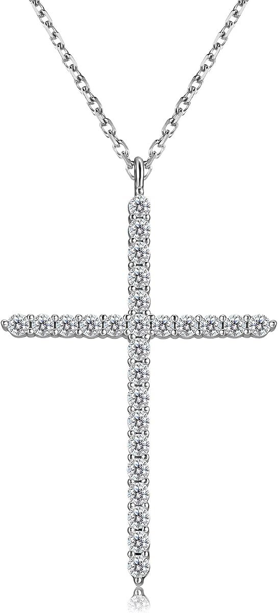 Moissanite crucifix necklace iced out in sterling silver