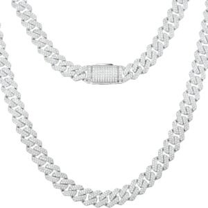 10mm moissanite Cuban link chain in gold plated silver