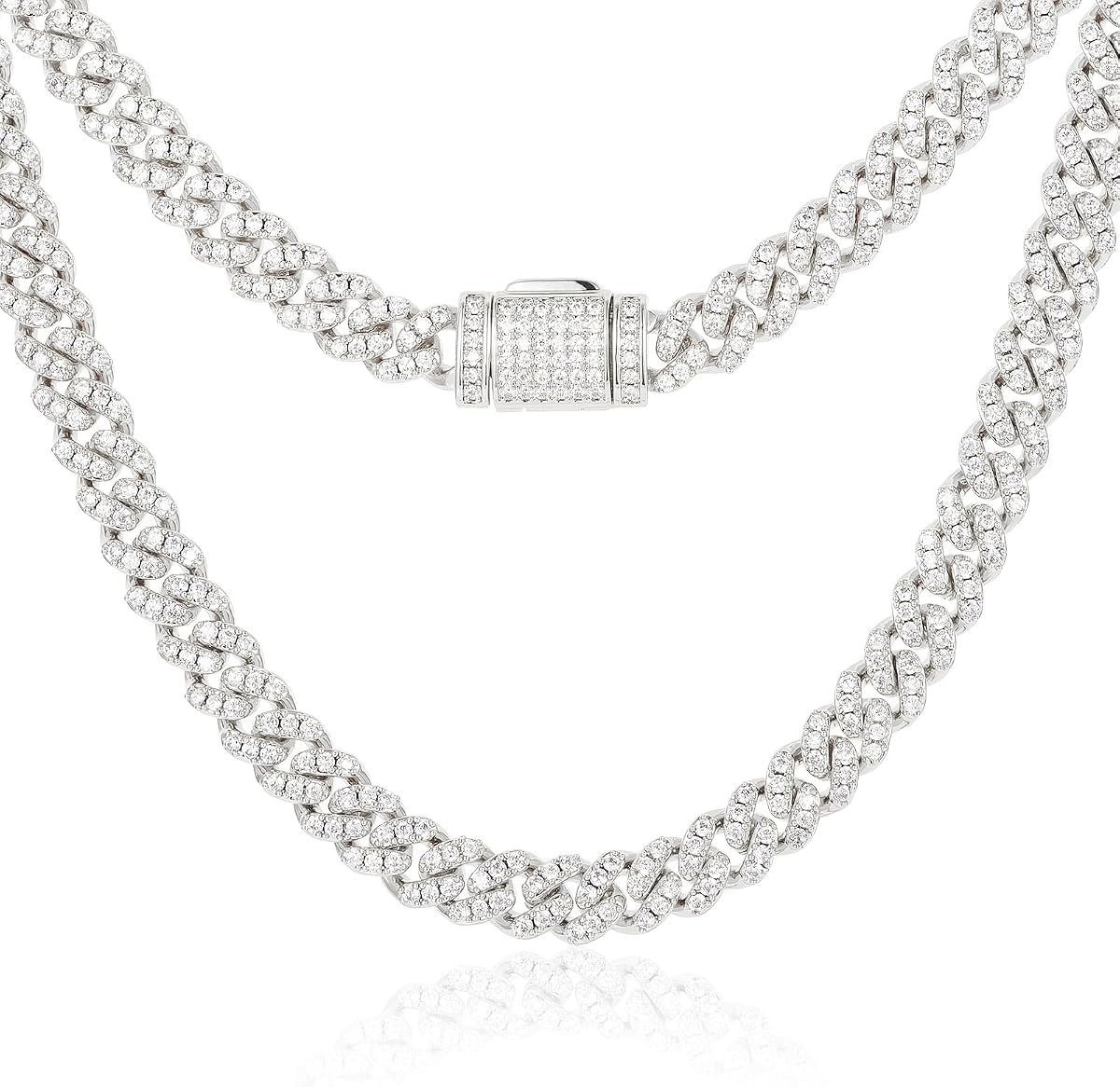 Ucciyo iced out Miami Cuban link moissanite chain necklace