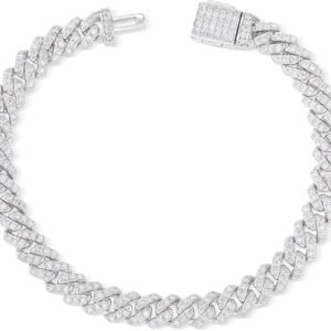 Moissanite cuban link chain necklace in iced out sterling silver