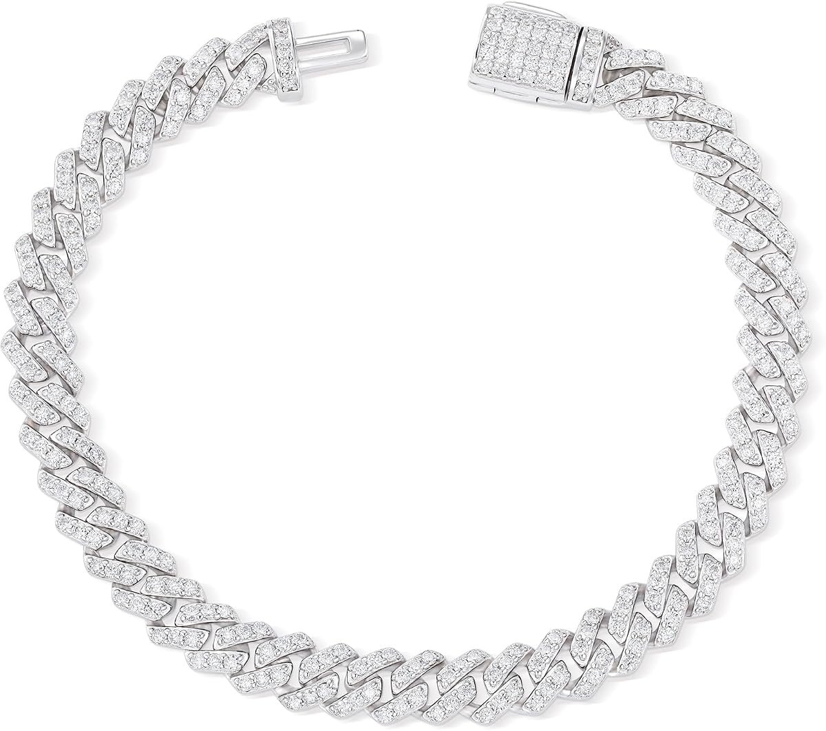 Moissanite cuban link chain necklace in iced out sterling silver