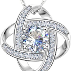 Unbreakable bond moissanite pendant necklace in white gold plated sterling silver
