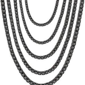 Black moissanite Cuban link chain necklace in stainless steel
