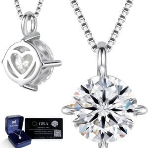 Mellorina dainty moissanite necklace, 1-3 ct solitaire pendant in 925 sterling silver
