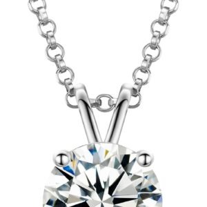 TUHE gold vermeil moissanite necklace, round solitaire pendant on 925 sterling silver