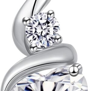Moissanite heart of flame necklace pendant with birthstone