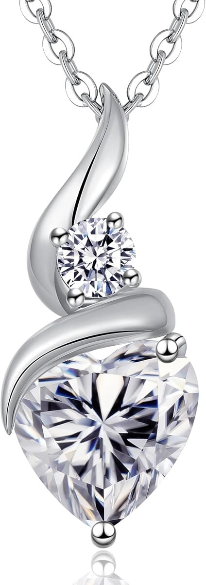 Moissanite heart of flame necklace pendant with birthstone
