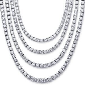 Moissanite tennis necklace for men and women in gold plated silver