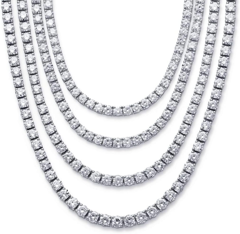 Moissanite tennis necklace for men and women in gold plated silver