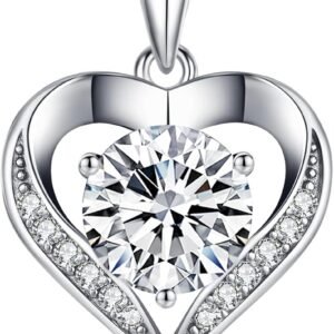 Engraved heart necklace with I Love You message in sterling silver