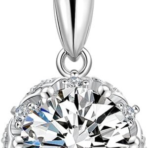 Moissanite rose and thorns pendant necklace in sterling silver
