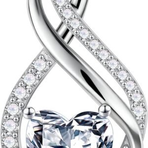 Moissanite heart infinity necklace pendant in sterling silver
