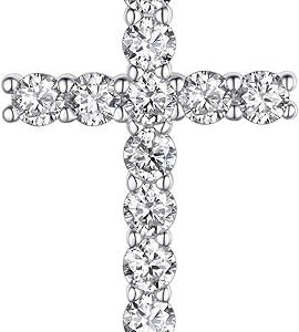 Moissanite cross necklace for women in sterling silver