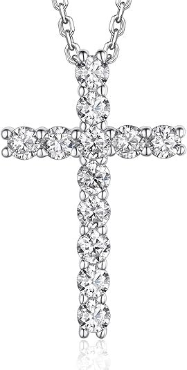Moissanite cross necklace for women in sterling silver