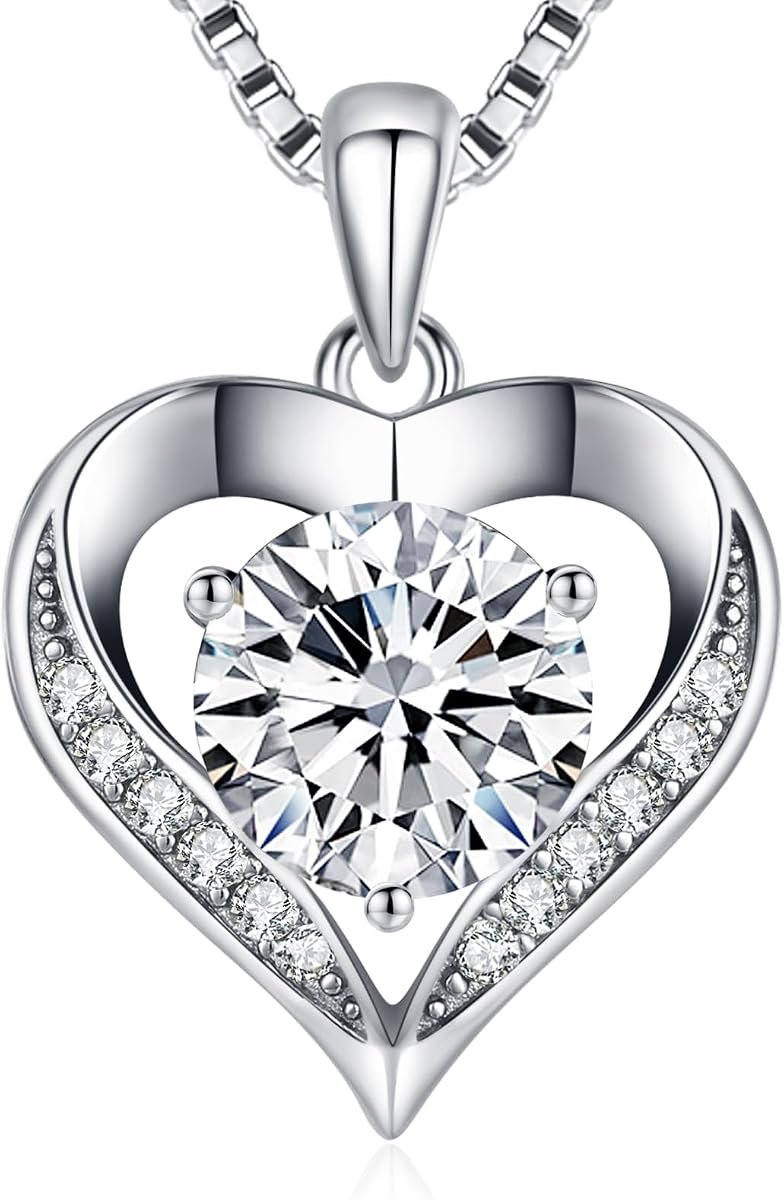 Engraved heart necklace with I Love You message in sterling silver