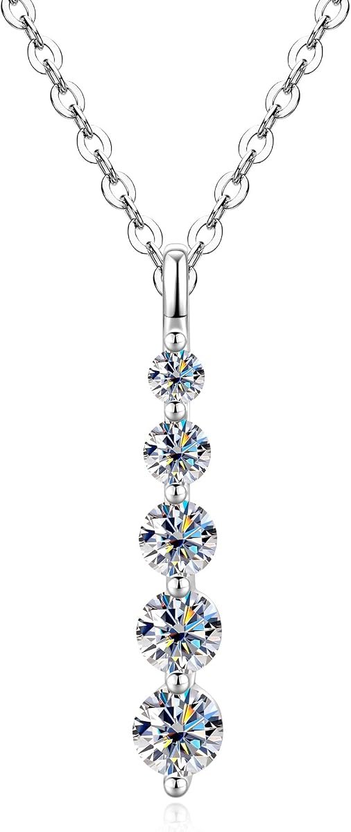 Moissanite drop pendant necklace in 14K gold filled chain