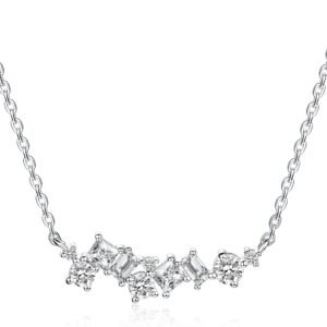 Moissanite emerald cut necklace in sterling silver