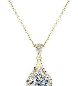 PROSTORY pear shaped moissanite engagement pendant necklace in sterling silver
