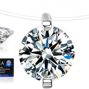 Moissanite floating necklace on invisible chain