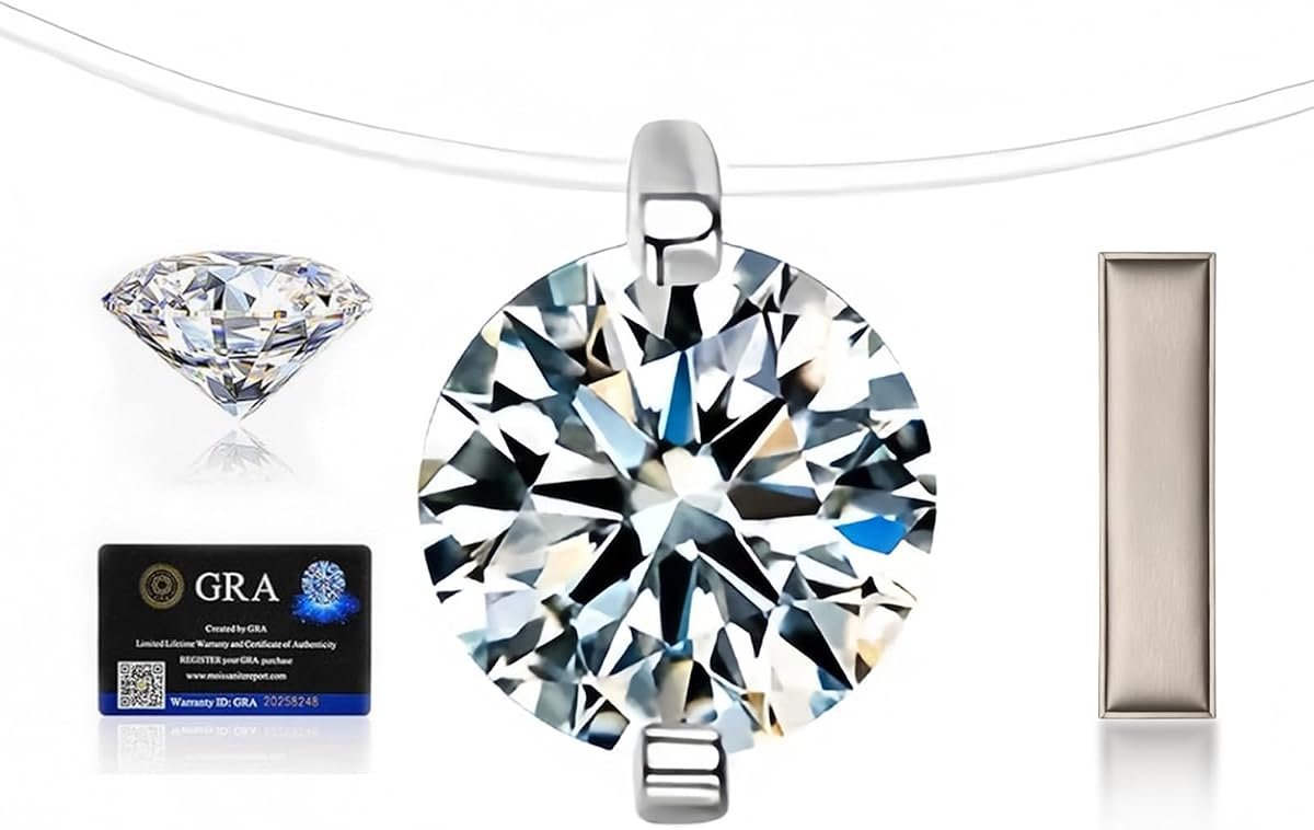 Moissanite floating necklace on invisible chain