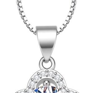 Moissanite four leaf clover necklace in white gold