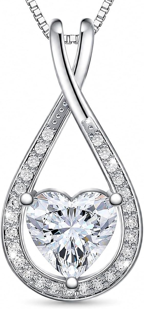 YAVENTI infinity heart moissanite necklace in sterling silver