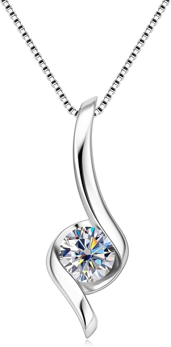 Moissanite infinity pendant necklace in sterling silver