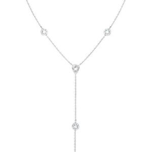 Moissanite lariat Y necklace with teardrop pendant