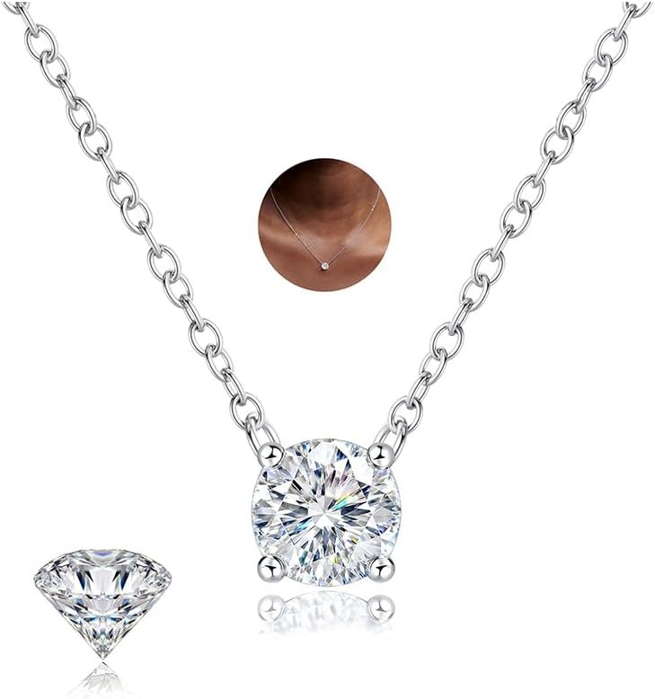 Moissanite layered necklace with pendant and choker chain