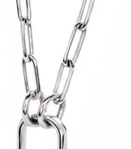 Moissanite lock charm necklace on paperclip chain