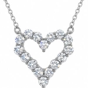 Moissanite open heart necklace pendant in sterling silver