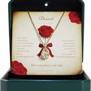 Moissanite oval infinity necklace in gold with gift box