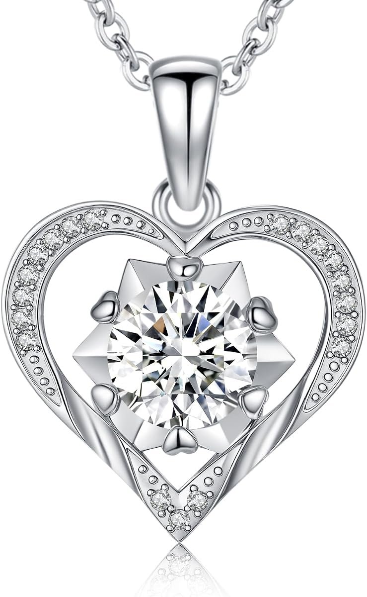 Moissanite and pearl necklace in sterling silver