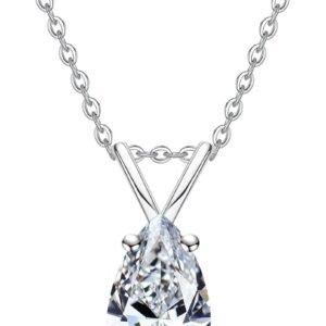 Moissanite pear necklace pendant in 925 sterling silver with certificate