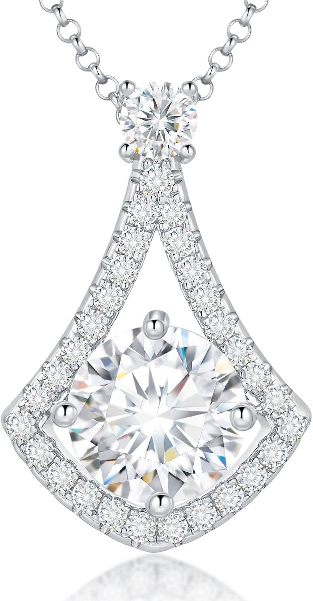 Moissanite pendant necklace in 18K yellow gold vermeil