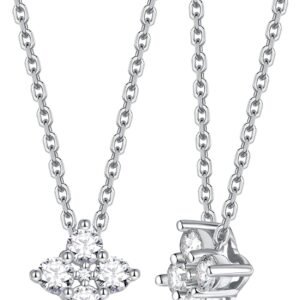 Small moissanite petal pendant necklace in sterling silver