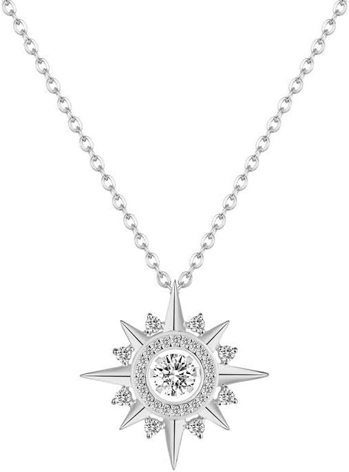 Moissanite Polaris star necklace pendant in 14K gold