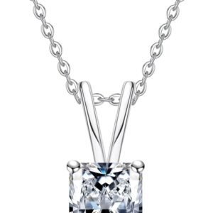 Moissanite radiant cut pendant necklace in sterling silver